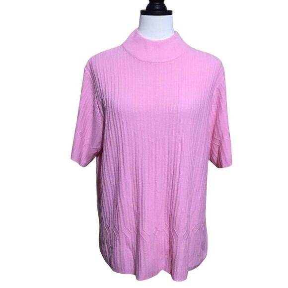 Studio Works Woman Pink Short Sleeve Sweater 1X - Picture 1 of 6